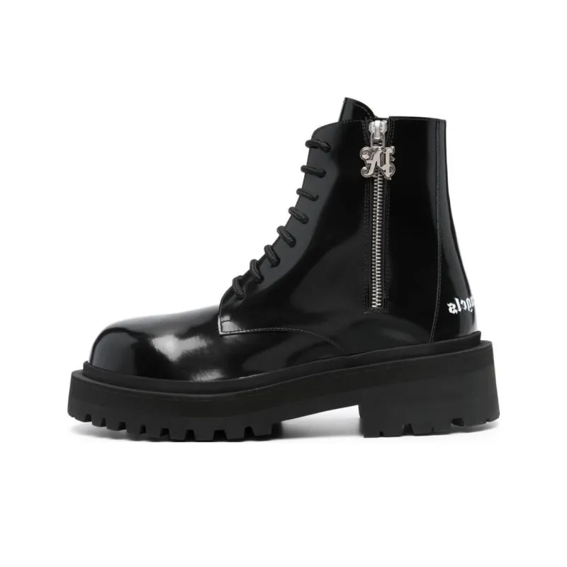 PALM ANGELS Logo Printed Round Toe Boots Women's-0