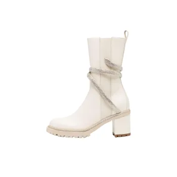 RENE CAOVILLA Cleo Ankle Boots 6.5cm Women's White