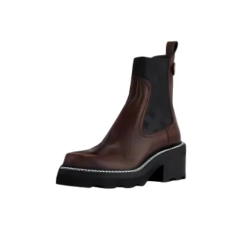LOUIS VUITTON Beaubourg Short Chelsea Boots 4cm Women's Brown