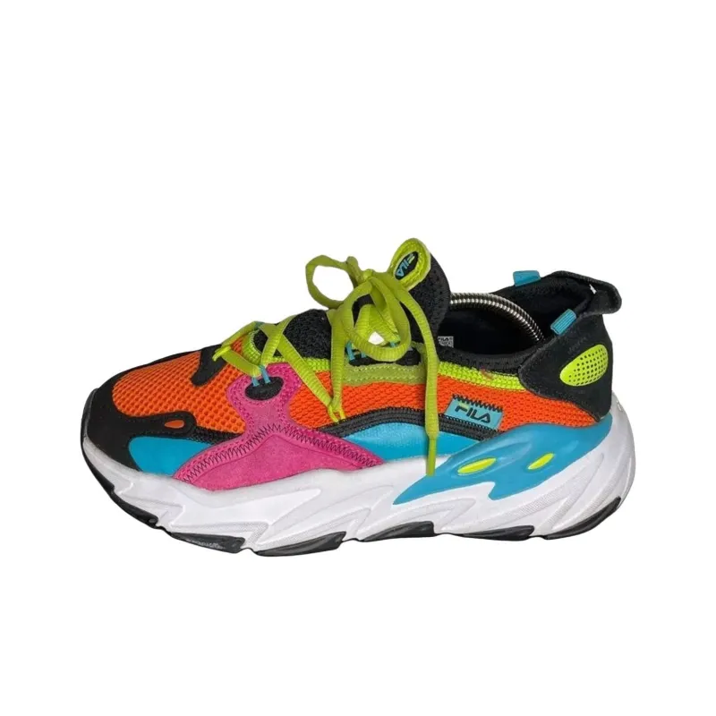FILA Ray Tracer Evo 2 Anti-Slip Wear-Resistant Low-Top Casual Running Shoes Women's Blue Orange-0