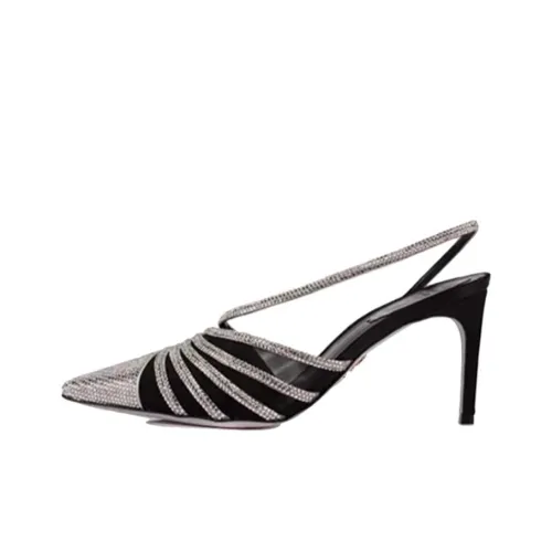 René Caovilla 115mm Slingback Mesh Crystal Pumps
