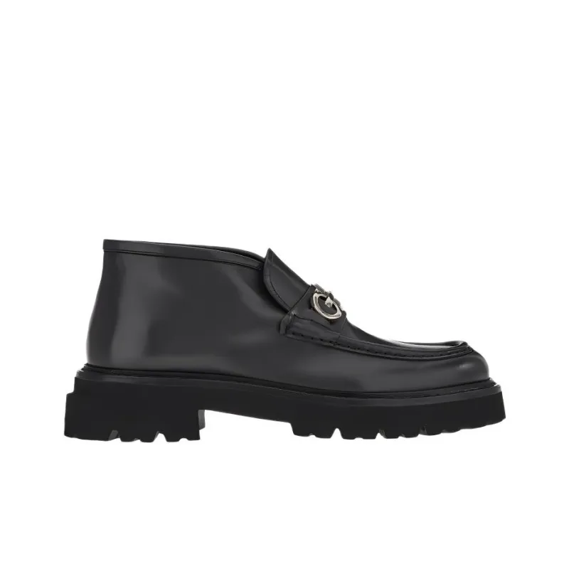 FERRAGAMO Wallabee Ankle Boots Men's Black-1