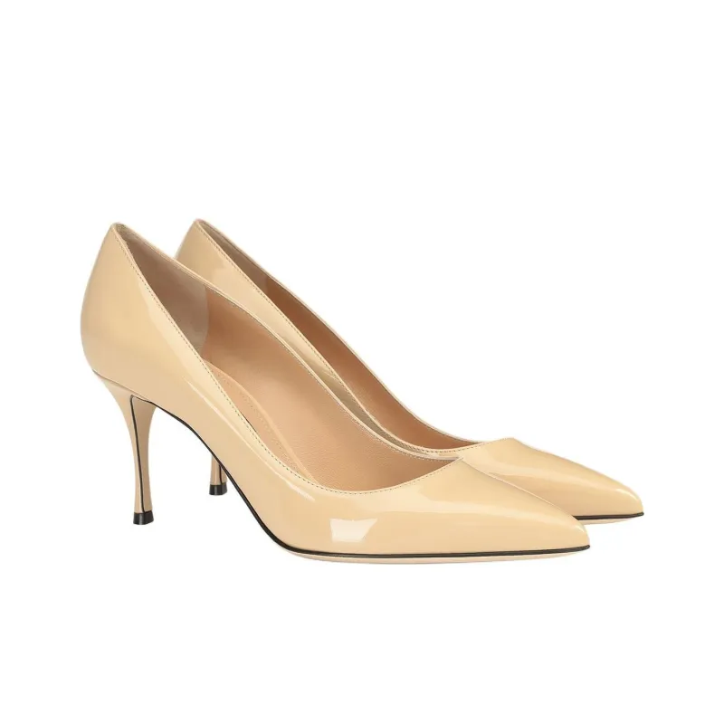 SERGIO ROSSI Godiva Slim Heel High Heels 7.5cm Women's Beige Yellow-2