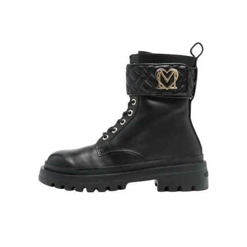 LOVE MOSCHINO Leather Combat Boots Women's