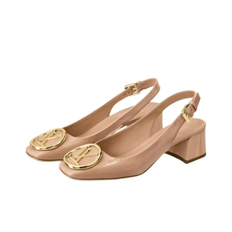 LOUIS VUITTON Madeleine Spool Heel High Heels 6.5cm Women's Nude Pink-3