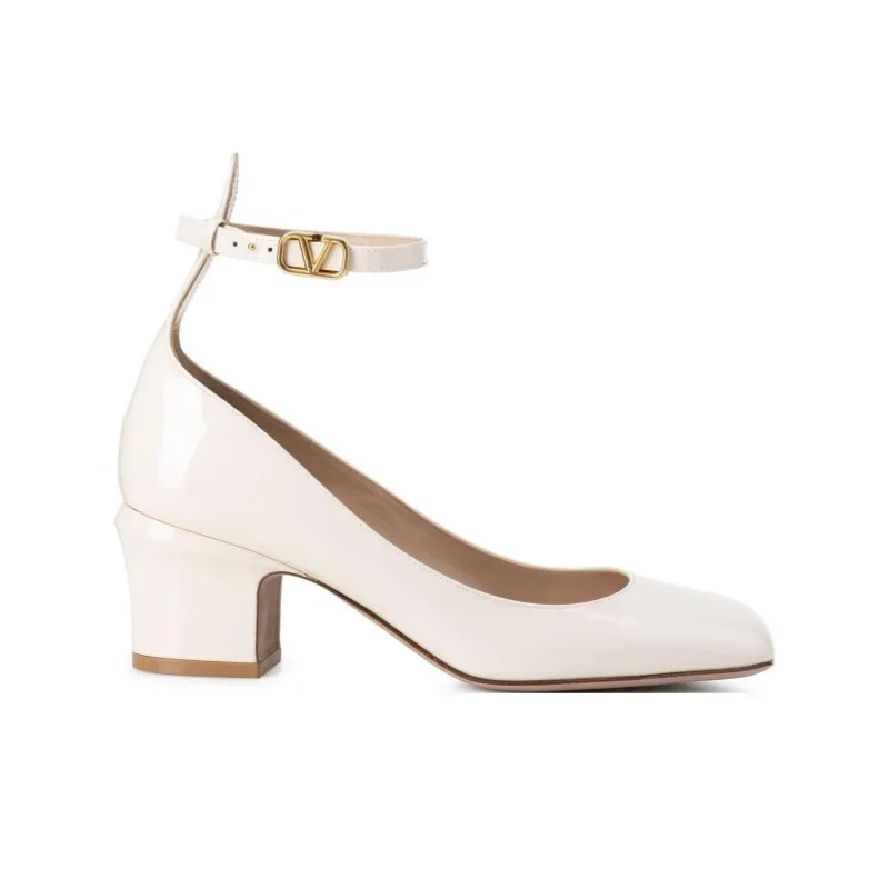 Valentino Tan Go Logo Plaque Square Toe Pumps-1