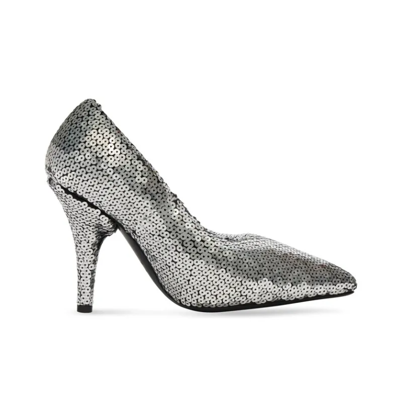 Balenciaga XL Cone Heel High Heels 11cm Women's Silver-1