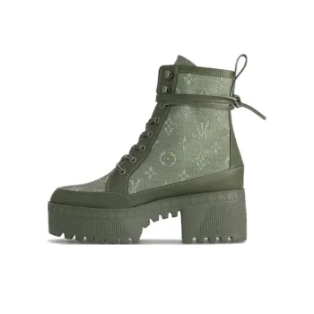LOUIS VUITTON Laureate Ankle Boots 5cm Women's Green