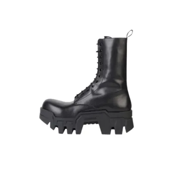 Balenciaga Bulldozer Laceup Boot Black Calfskin
