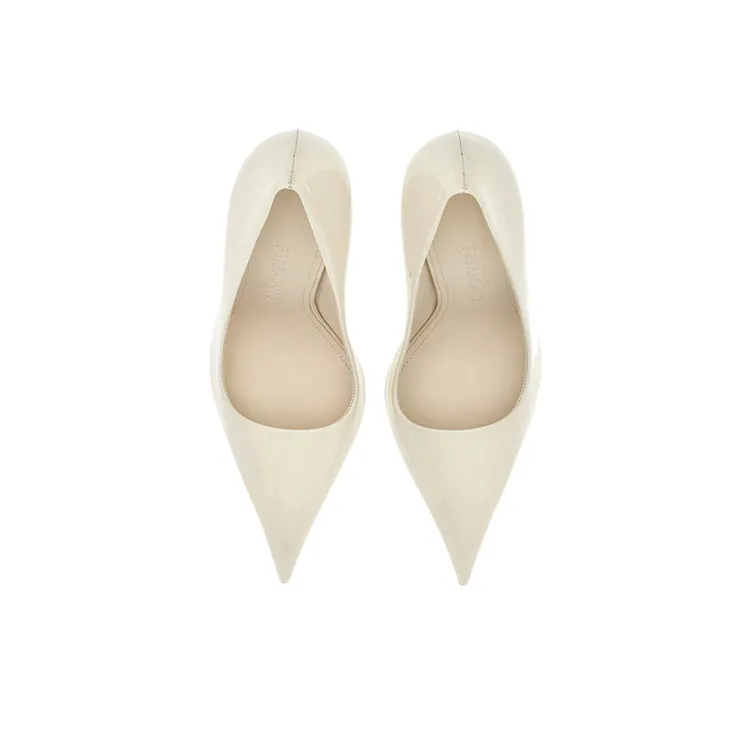 FERRAGAMO Slim Heel High Heels 10.5cm Women's White-3