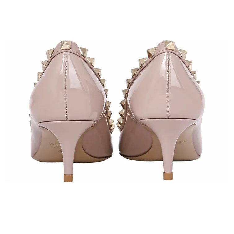 Valentino Rockstud Slim Heel High Heels 5.5cm Women's Nude Pink-3