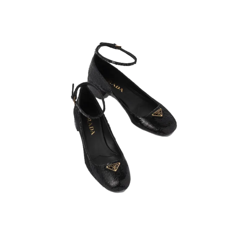 PRADA 35mm Logo-plaque Sequined Pumps-3