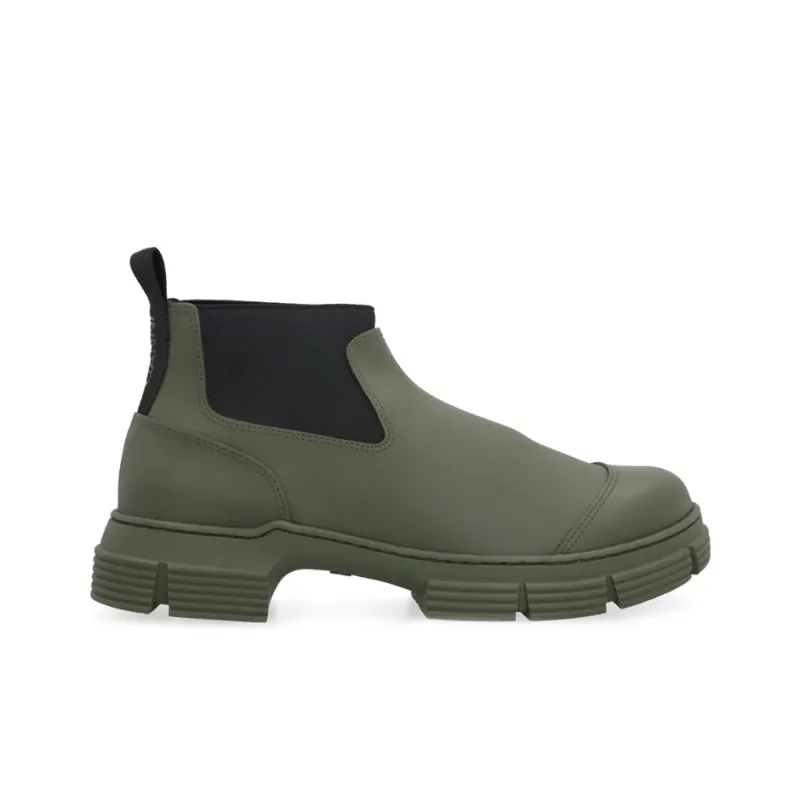 GANNI Crop City Ankle Length Chelsea Boots Women's Green-1