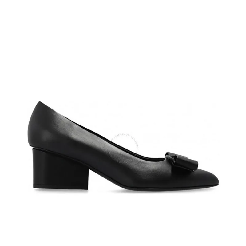 FERRAGAMO Viva Chunky Heel High Heels 5.5cm Women's Black-1
