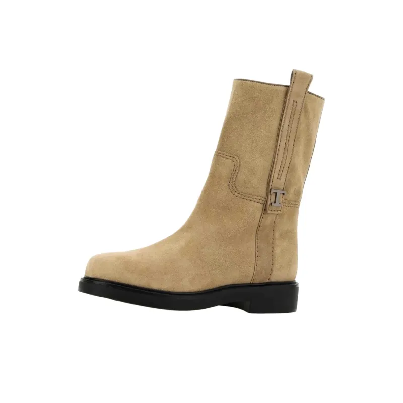 TOD'S T Plaque Round Toe Ankle Boots Women's-2