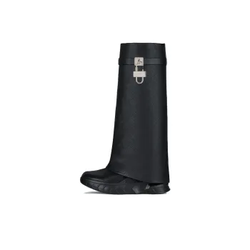 Givenchy Knee High Boots Foldover Boots 8cm Women's Black