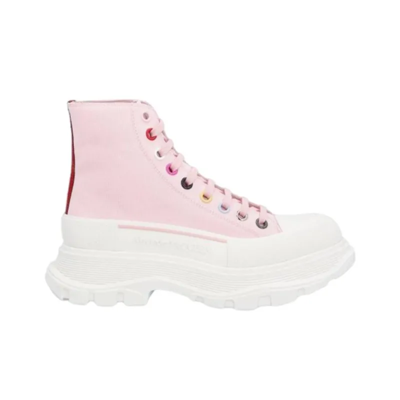Alexander McQueen Tread Slick Short Martin Boot Women's Pink White-1