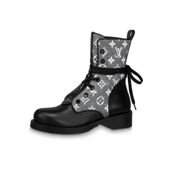 LOUIS VUITTON Since 1854 Metropolis Flat Ranger Boots 'Black With Grey Denim Monogram' Women's