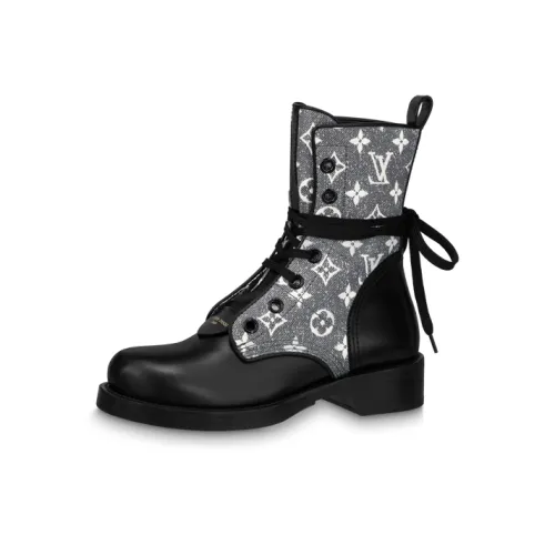 LOUIS VUITTON Since 1854 Metropolis Flat Ranger Boots 'Black With Grey Denim Monogram' Women's