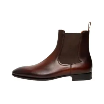 Santoni Almond-toe Leather Chelsea Boots
