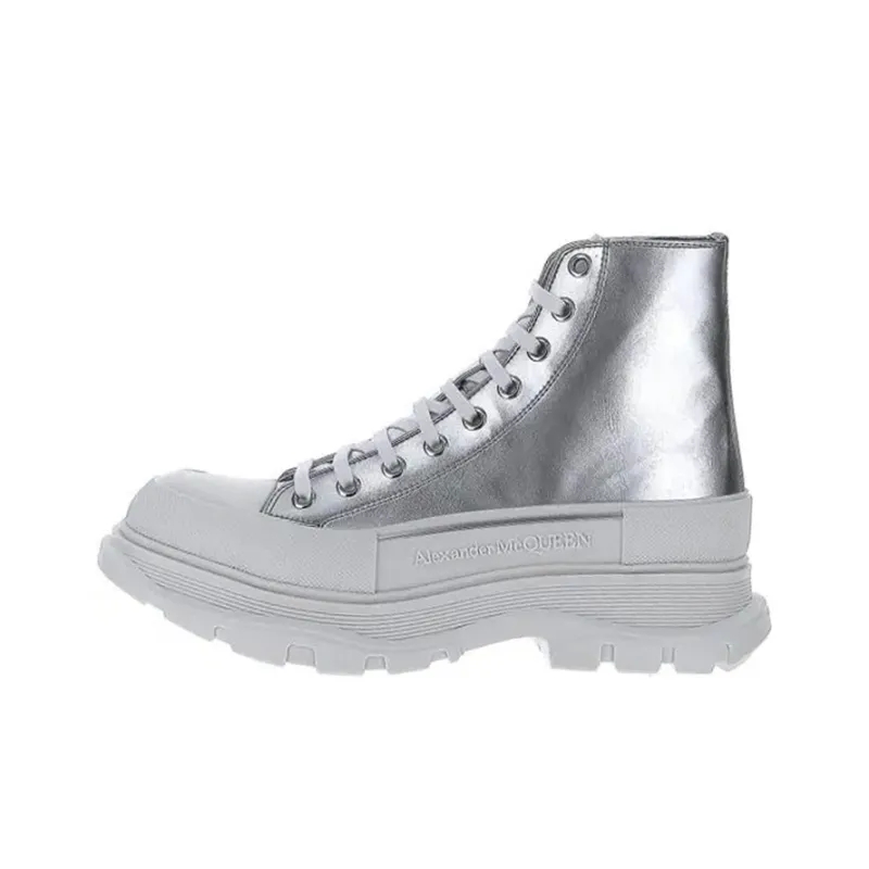 Alexander McQueen Tread Slick Platform Shoes Men's Silver-0