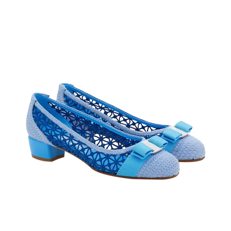 FERRAGAMO Vara High Heels 3cm Women's Blue-2