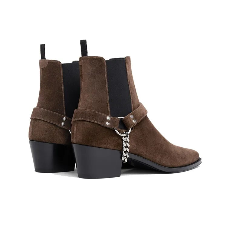 CELINE Camargue Short Chelsea Boots Men's Dark Brown-3