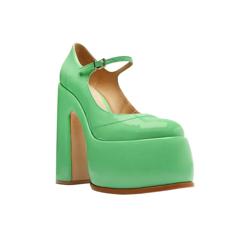 Schutz Zayne Chunky Heel High Heels 16.4cm Women's Green-2