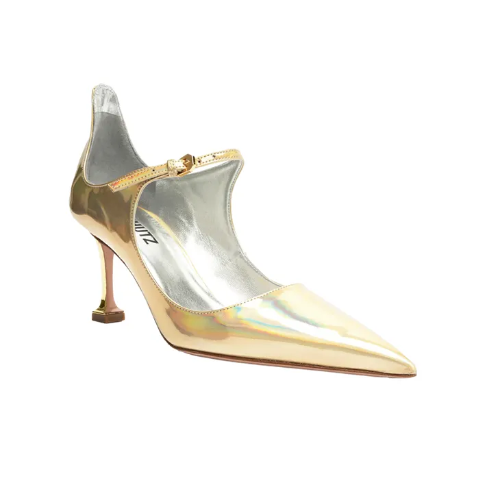 Schutz Slim Heel High Heels 8cm Women's Gold-2