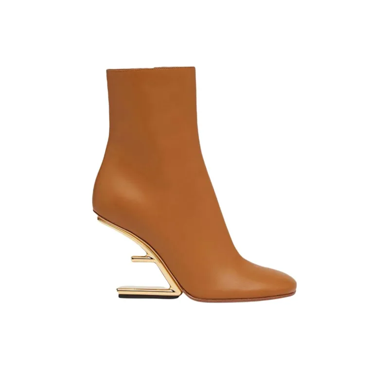FENDI First Ankle Boots 9.5cm Women's Brown-1