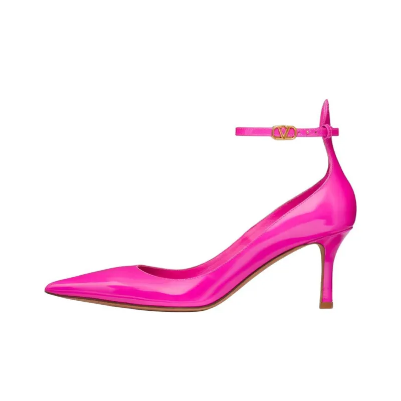 Valentino Tan Go GARAVANI Slim Heel High Heels 7cm Women's Pink-0