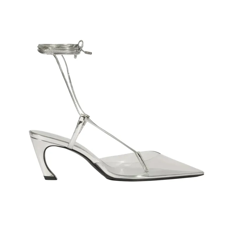 Schutz Elyra Irregular Heel High Heels 7.2cm Women's Silver-1