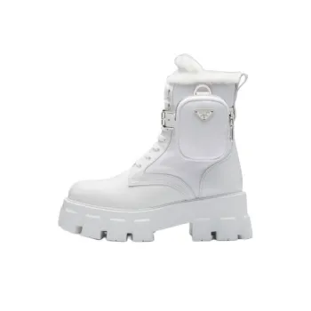 PRADA Monolith Ankle Boots Women's White