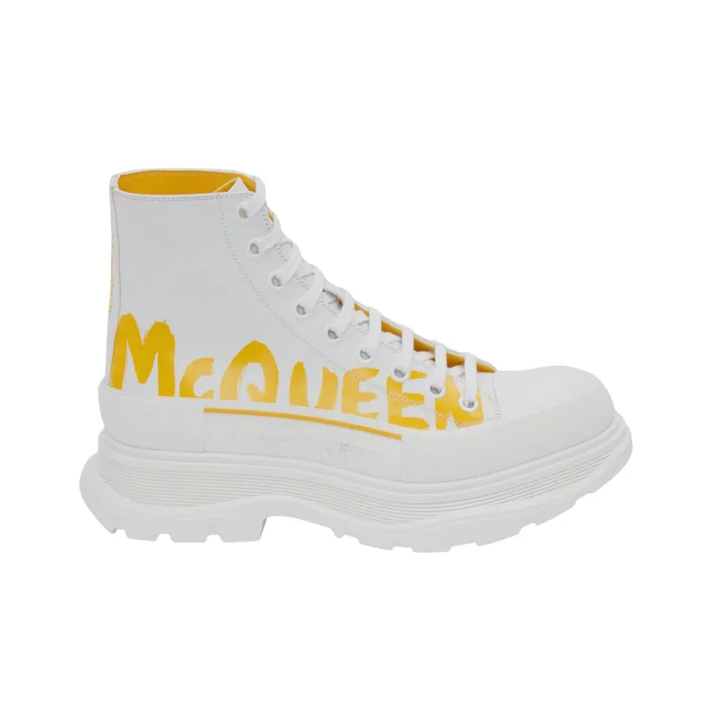 Alexander McQueen Tread Slick Boot Graffiti White Yellow Pop-1