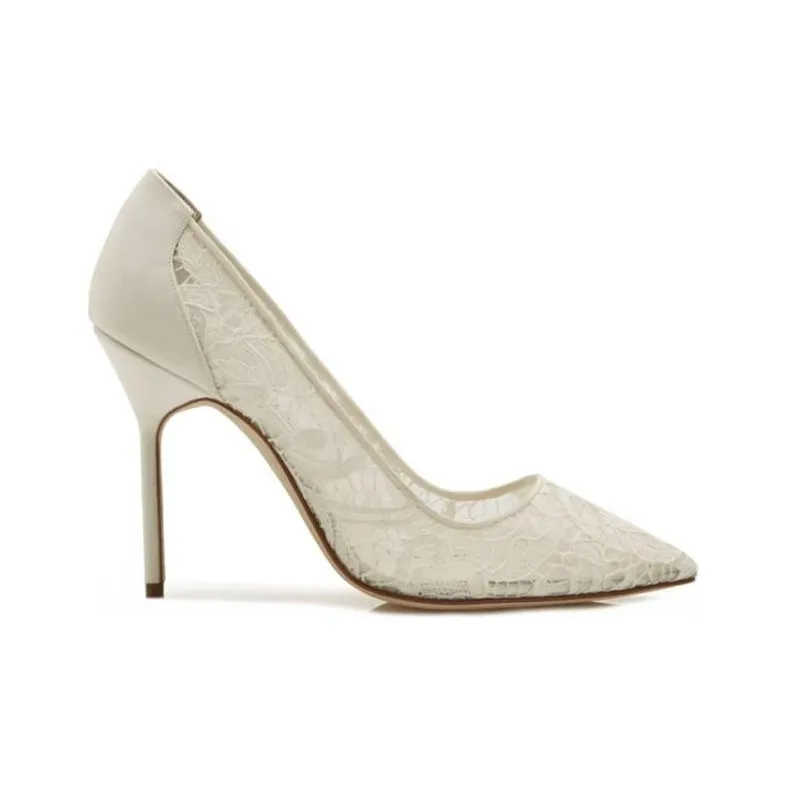 MANOLO BLAHNIK Slim Heel High Heels 10.5cm Women's White-1