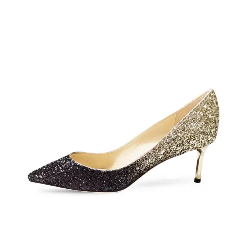 Jimmy Choo Romy High Heels Women's Black Gold Gradient