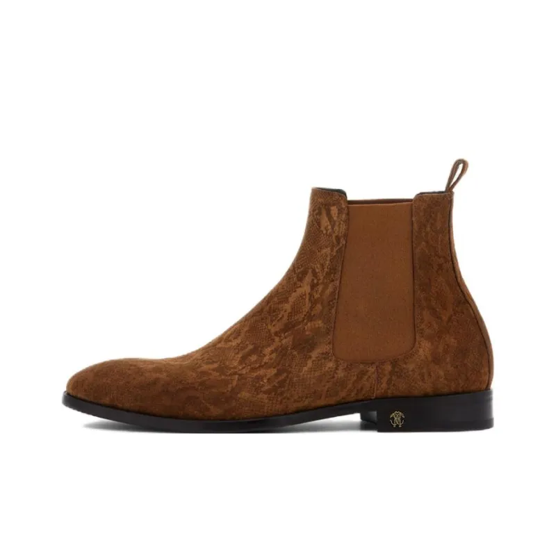 Roberto Cavalli Short Chelsea Boots Men's Brown-0