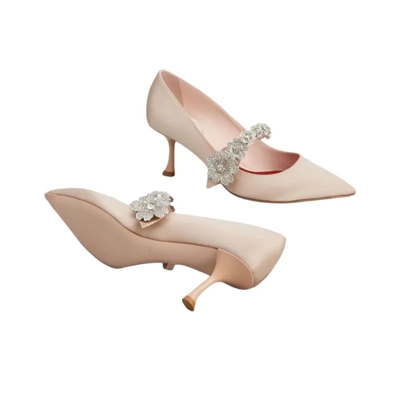 Roger Vivier Bouquet Flower Slim Heel High Heels 6.6cm Women's Pink-6