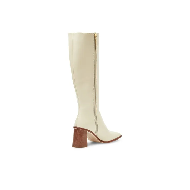 ALOHAS Mid Calf Boots Women's White Brown-4
