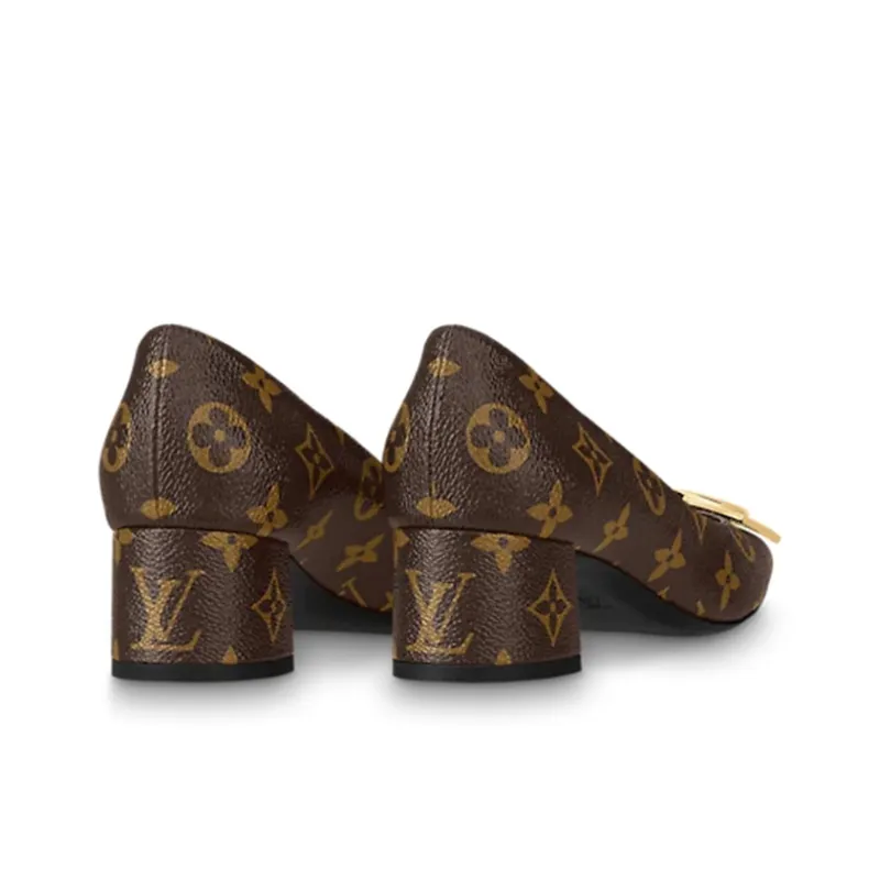LOUIS VUITTON Lv Madeleine Block Heels 'Brown Monogram' Women's-3