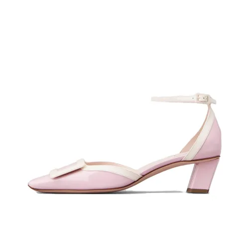 Roger Vivier Belle Vivier Block Heel High Heels Women's White Pink