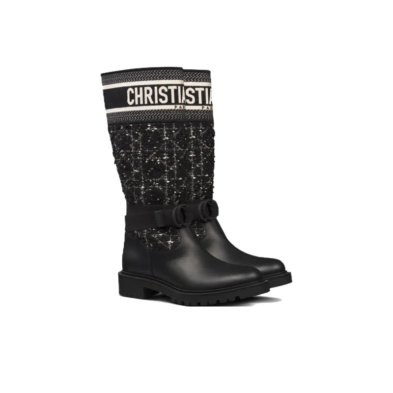 DIOR D Major Knee high Boots Women's Black-3