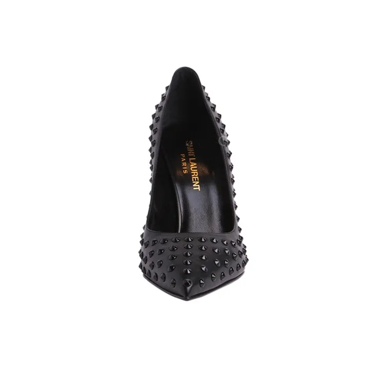 SAINT LAURENT Slim Heel High Heels 10cm Women's Black-3
