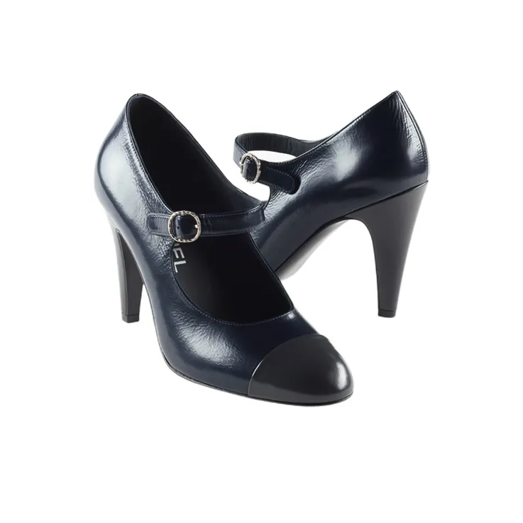 CHANEL High Heels Women's Marine Blue-2