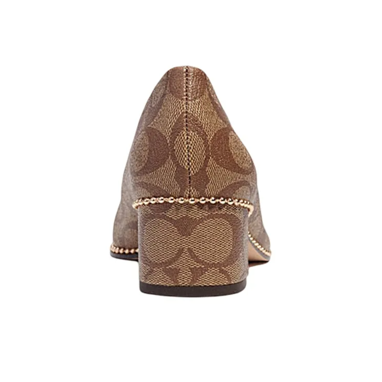 COACH Chunky Heel High Heels 4.5cm Women's Brown-4