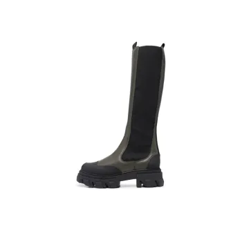 GANNI Knee high Chunky Leather Chelsea Boots