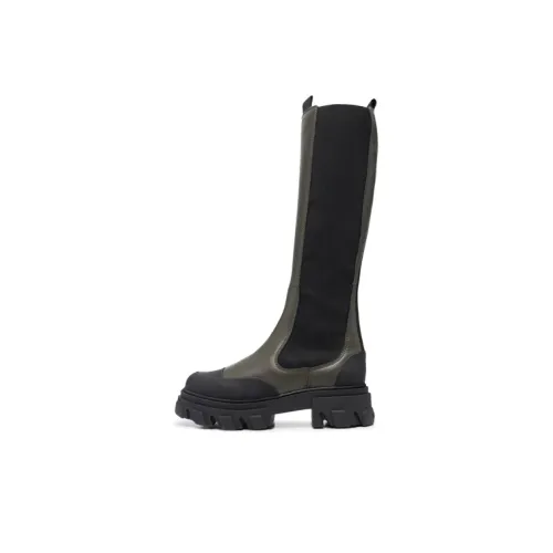 GANNI Knee-high Chunky Leather Chelsea Boots