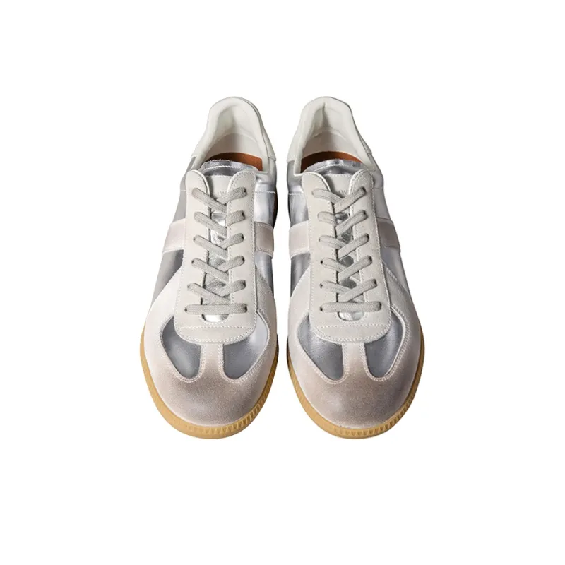 THOM WILLS Trendy Versatile Casual Sports German Army Trainers Skateboard Shoes Unisex Silver Gray-2