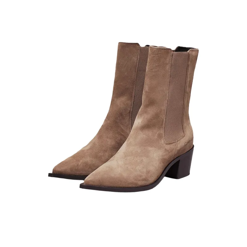 CALVIN KLEIN Short Chelsea Boots 6cm Women's Camel-2