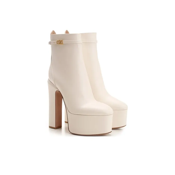 Valentino Tan-Go Ankle Boots 16cm Women's White-2